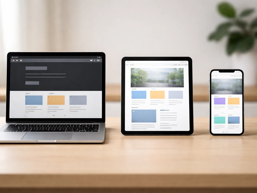 Three devices on a desk showing distinct, unbranded website home screens suggesting multiple “Swag Academy” presences.