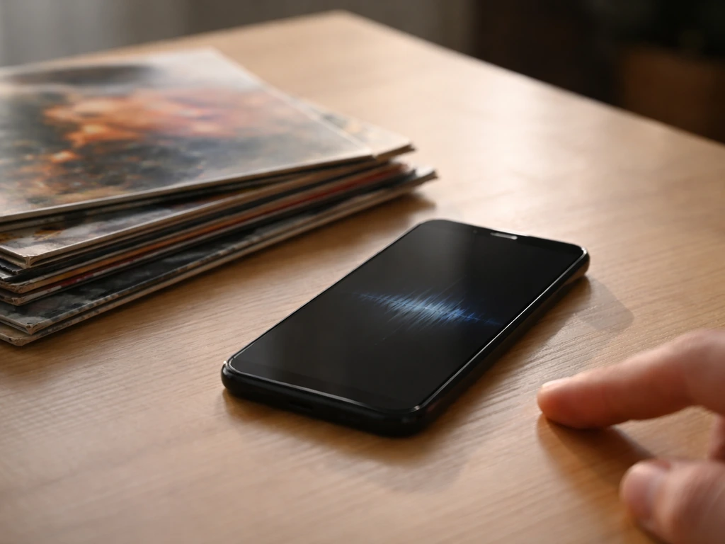 Close-up of vinyl records and a smartphone playing music, suggesting streaming-era sales