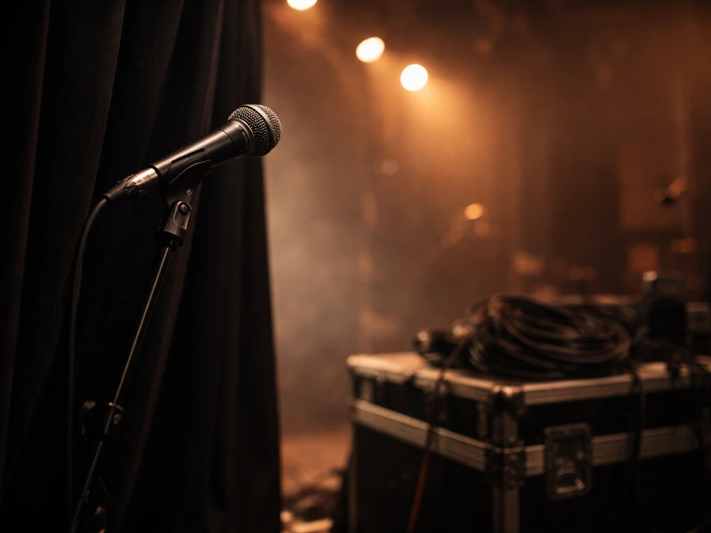Warm-lit backstage with a microphone and audio gear, suggesting legacy hip-hop touring and live performance earnings.